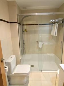 La salle de bains est pourvue d'une douche, de toilettes et d'un lavabo. dans l'établissement MARINA LLANES IV, à Llanes