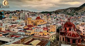 a view of a city with buildings at Hotel Chocolate Tradicional in Guanajuato
