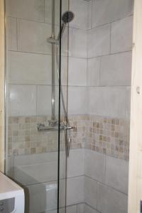 a shower with a glass door in a bathroom at Gîte des Lianne, Pays des 7 vallées très proche de la côte d'Opale in Beaurainville +32 photos