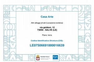 Certifikát, hodnocení, plakát nebo jiný dokument vystavený v ubytování CASA ARTE