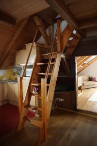 a loft bed in the middle of a room at Schmiedlehnerhof in Birnberg