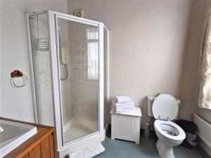a bathroom with a shower and a toilet and a sink at The Norman Guest House in Dover