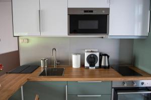 Kuchyňa alebo kuchynka v ubytovaní Vénusz Stúdió Apartman