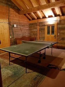 - une table de ping-pong au milieu d'une pièce dans l'établissement Appartement - dans le chalet Carmazin, à Morgins