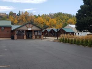 a parking lot in front of a building at Alpine Lodge in Red Lodge