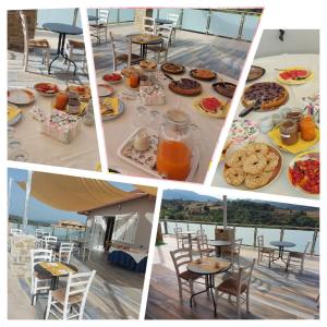 a collage of pictures of a table with food and drinks at Casa del Sole in Ceraso