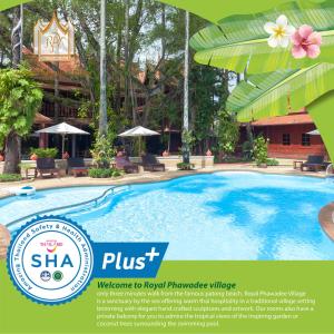 a flyer for a resort with a swimming pool at Royal Phawadee Village Patong - SHA Plus in Patong Beach
