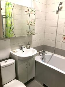 a bathroom with a sink and a toilet and a bath tub at Apartments O.Polya ( Kirova) 106 in Dnipro