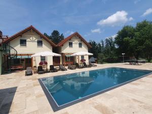 a large swimming pool in front of a house at Ferienanlage Beatrix in Stegersbach