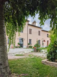 - une vue sur l'extérieur d'une maison avec un arbre dans l'établissement Casale Boschi - Rifugio di Pianura, à Cotignola