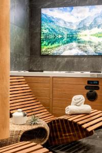 Televízia a/alebo spoločenská miestnosť v ubytovaní Willa MAJA Relax pod Giewontem APARTZAKOP