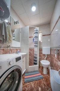 pralka w łazience z toaletą w obiekcie Apartments Zeko w mieście Donji Morinj