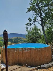 ein Schwimmbad mit einem Holzzaun in der Unterkunft Miliceva ruza in Zlatibor