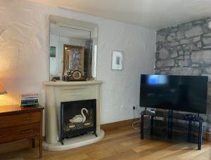 un soggiorno con TV e camino di O'Domhnaill's Guesthouse - Lig do Scíth a Galway