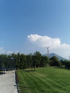 a grassy field with a basketball hoop in a park at The Loft in Crossmolina