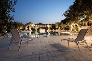 a group of chairs sitting in front of a pool at Baglio donna Concetta in Noto