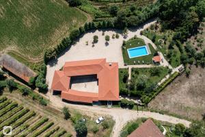 an aerial view of a house with a swimming pool at Quinta da Urtigueira in Felgueiras