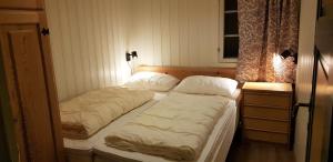 una camera con due letti in una stanza con finestra di Torsetlia Cottages and Apartments a Uvdal Altre 57 foto