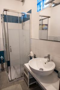 y baño con lavabo y ducha. en B&B La Serra en San Miniato