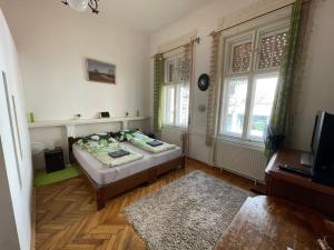 Postel nebo postele na pokoji v ubytování Lyrius Vendégház - Debrecen