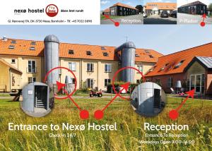 a collage of photos of a building with a fire hydrant at Nexø Modern Hostel. Private Rooms in Neksø