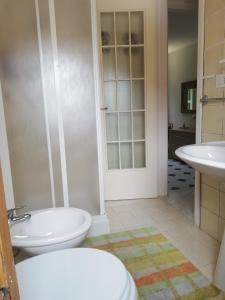 a bathroom with a toilet and a sink at Il giardino di Emilia in Raviscanina