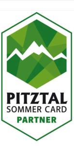 un logotipo para un centro de tarjetas de verano en Pension Steinkogel, en Sankt Leonhard im Pitztal