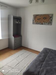 - une chambre avec un lit et une commode dans l'établissement Cozy flat in Latvian style, à Riga