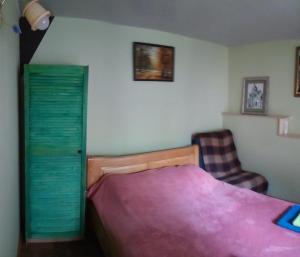 ザポリージャにあるGuest house of the Cherkasov familyのベッドルーム1室(ベッド1台、椅子付)