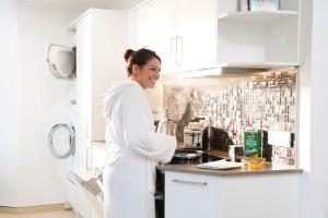 Kuchyň nebo kuchyňský kout v ubytování Ferienwohnung Weibhauser