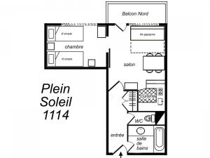 Appartement Méribel, 2 pièces, 4 personnes - FR-1-182-186の見取り図または間取り図