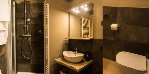a bathroom with a sink and a shower at Il Fauno in Asiago