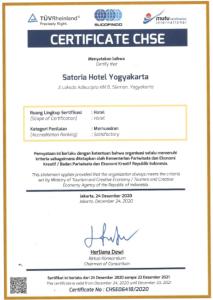 ein Screenshot einer Bescheinigung über die Website der Gesundheitsklinik in der Unterkunft Satoria Hotel Yogyakarta - CHSE Certified in Yogyakarta