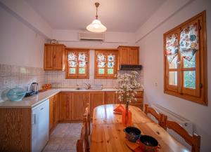 A kitchen or kitchenette at Orange House for big families in Damouchari - Delicious Houses