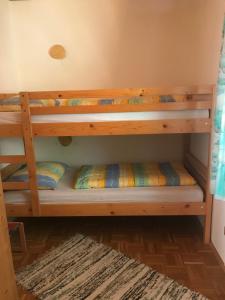 two bunk beds in a room with a rug at Schangri-la in Ramsau am Dachstein