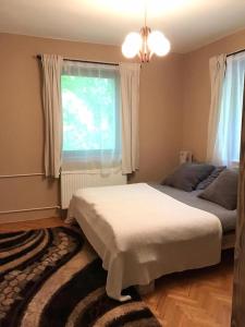 a bedroom with two beds and a window at Forest gate Vendégház in Mátraszentimre