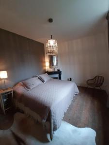 En eller flere senge i et værelse på Chateau Sourliavoux, appartement en chambres d'hôtes