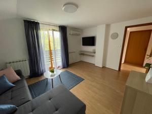 a living room with a couch and a table at Aria Room - Rastoke in Slunj