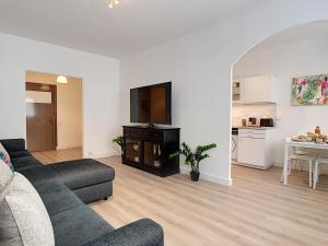 sala de estar con sofá y TV de pantalla plana en Nestor&Jeeves - BEETHOVEN - Central - Residential area, en Niza