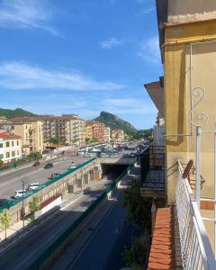 a view of a city with a street and a bridge at B&B Terzo Piano in Cava deʼ Tirreni