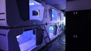 
A bunk bed or bunk beds in a room at Galaxy Pod Hostel
