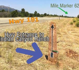 a sign for a highway entrance to an indian canyon ranch at Indian Canyon Ranch in Verdure