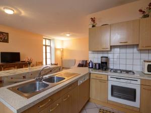 uma cozinha com um lavatório e um fogão em Gîte La Chambonie, 4 pièces, 6 personnes - FR-1-496-196 em La Chambonie