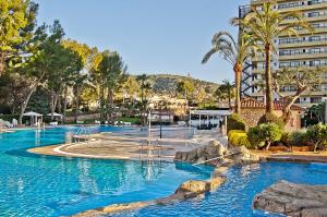 a swimming pool in a resort with palm trees at BQ Belvedere Hotel in Palma de Mallorca