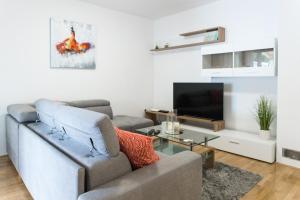 TV a/nebo společenská místnost v ubytování Apartment Zara - luxury apartment with private pool