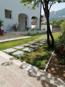 a walkway in front of a house with a tree at Kind of Blue in Cala Gonone +3 photos