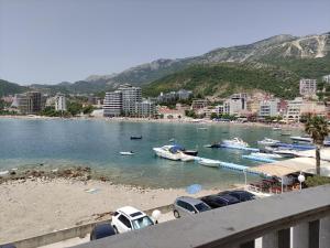 une vue d'une plage avec des bateaux dans l'eau dans l'établissement Apartments Altea, à Rafailovici