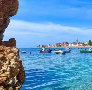 un gruppo di imbarcazioni sedute in acqua di La Buganvilla Beach House a Calahonda