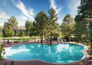 a large swimming pool with chairs and trees at Little America Hotel Flagstaff in Flagstaff