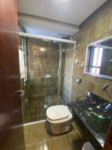 Et badeværelse på Ap aconchegante no centro de Joinville com vaga